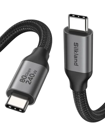 Vista 8 de Silkland Cable USB 4 de 80Gbps para Thunderbolt 5, [certificado USB-IF] Ancho de banda de 120Gbps para 16K/8K dual, carga de 240W, cable USB C