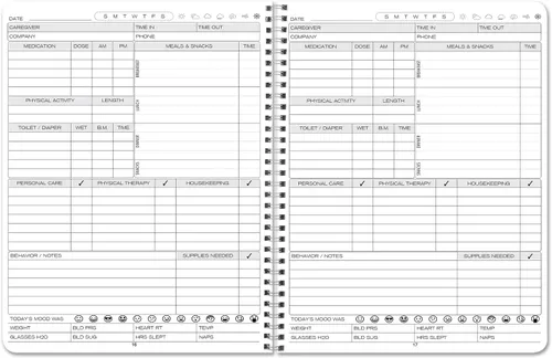 Vista 6 de BookFactory Caregiver Daily Log Book, 8.5" x 11" Wire-O, 100 páginas