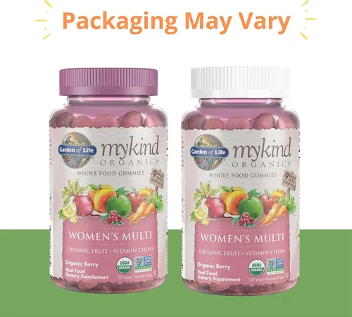 Vista 3 de Garden of Life Organics - Vitaminas gomosas para mujer, sabor baya, certificadas, orgánicas, sin OMG, veganas y orgánicas, vitaminas gomosas