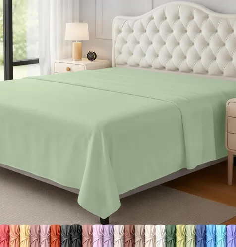 Vista 25 de Utopia Bedding Sábana encimera – 1 paquete (individual, beige) – Tela de microfibra suave cepillada – Sábana superior resistente al encogimiento y a