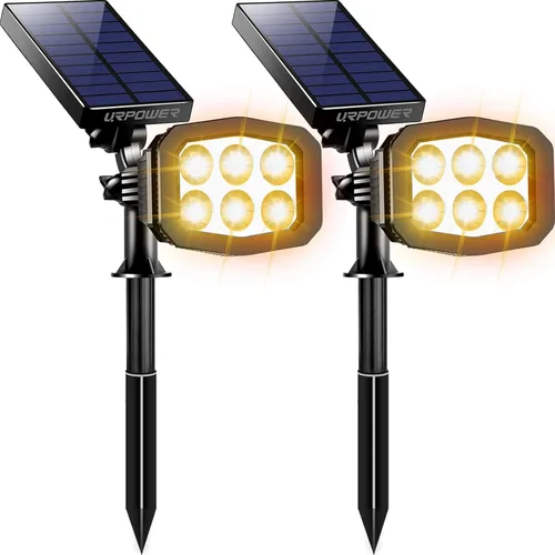 Vista 16 de URPOWER Luces solares para exteriores, focos solares 2 en 1 impermeables con 2 modos de iluminación, focos solares ajustables con encendido y Blanco