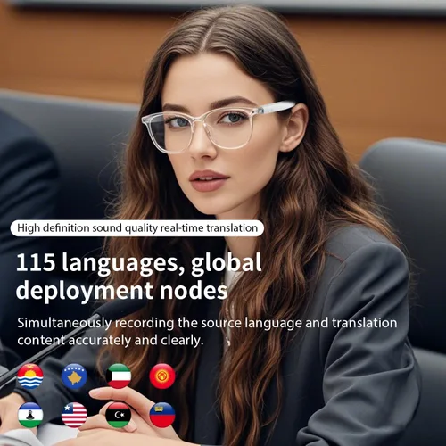 Vista 3 de Lentes inteligentes de traducción AI para hombres y mujeres, lentes que cambian de color, lentes de traducción en tiempo real, traducción de fotos
