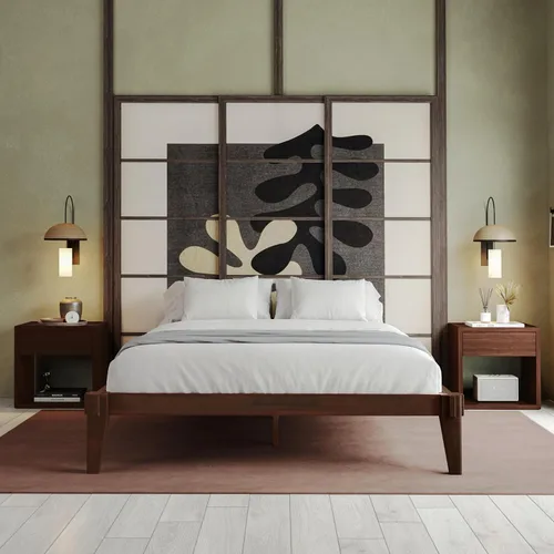Vista 6 de Bme Chalipa Base de cama Queen de 14 pulgadas, plataforma de madera maciza, marco de cama de carpintería japonesa, soporte de listones de madera,