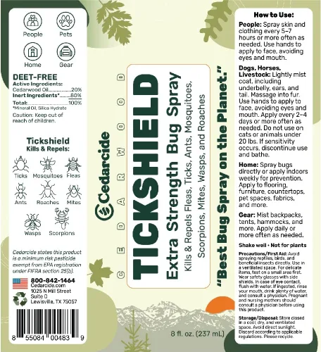 Vista 7 de Cedarcide Tickshield - Spray repelente de garrapatas y mosquitos extra fuerte