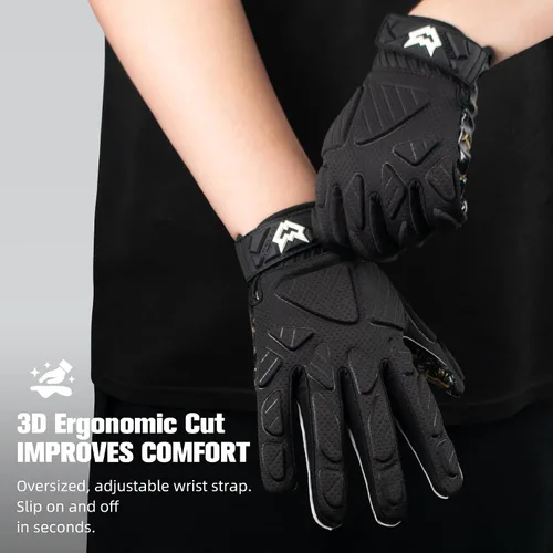 Vista 4 de WVVOU Guantes de fútbol americano acolchados, guantes de receptor acolchados antideslizantes, guantes de línea de fútbol americano