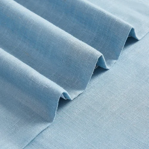 Vista 8 de Blue Pinch Pleated Linen Blend Full Blackout Curtains 84" Living Room 2pcs Azul
