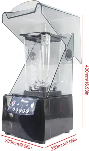 Vista 9 de Máquina de aguanieve insonorizada, mezclador eléctrico de 1.8 L, mezclador táctil profesional comercial, a prueba de sonido, cubierta de seguridad