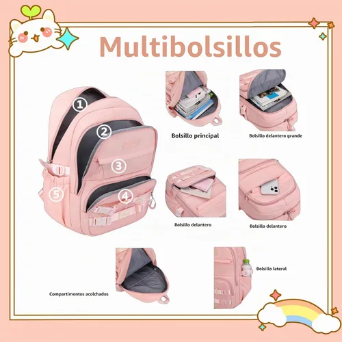 Vista 5 de Mochila con ruedas para niñas, mochila con ruedas para niños, mochila escolar con ruedas 2 ruedas - negro