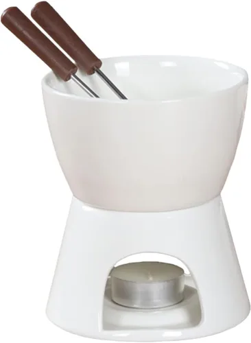 Vista 9 de Sizikato Juego de fondue de chocolate de porcelana roja en forma de corazón, 10 onzas