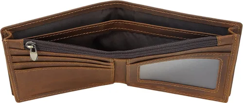 Vista 5 de Polare - Cartera plegable de piel de caballo loco natural para hombre, con bloqueo RFID