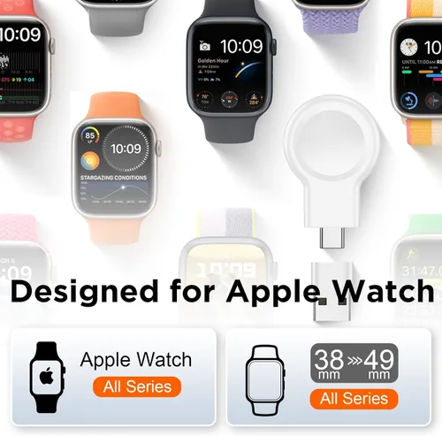 Vista 2 de para Apple Watch Charger, cargador portátil magnético de doble Aa-blanco