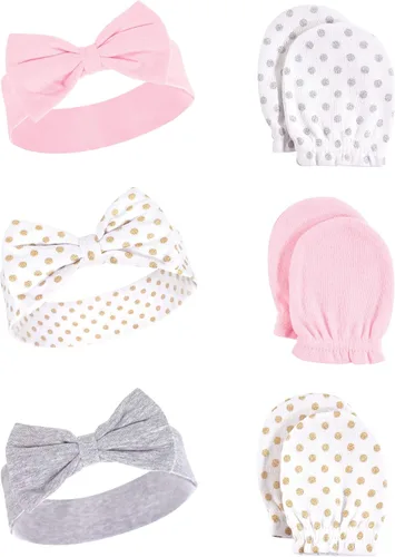 Vista 137 de Hudson Baby Conjunto de diadema de algodón y manoplas para rascar para bebé