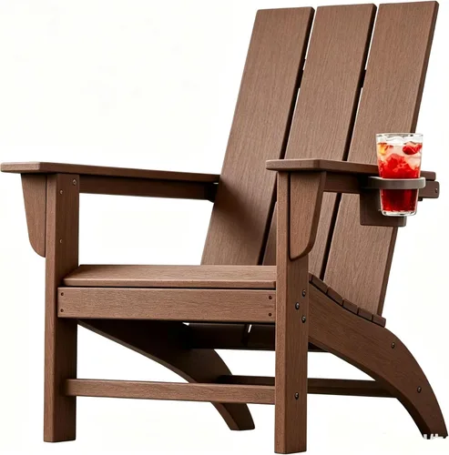 Vista 11 de Silla Adirondack de Madera Sintética Adiromoti, Sillas de Patio Resistente a Todo Clima, Aspecto de Madera, Silla Pre-Ensamblada para Fuego al Aire