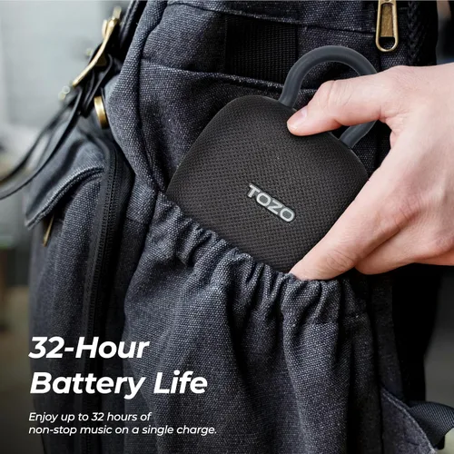 Vista 4 de TOZO PE1 - Altavoces Bluetooth portátiles con mosquetón ajustable, mini altavoz de ducha inalámbrico Bluetooth con IPX8 impermeable, 32 horas