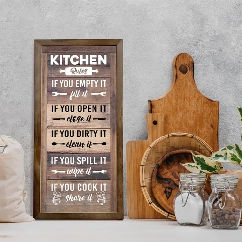 Vista 5 de Letrero de madera con reglas de decoración de cocina rústica, decoración de cocinas rústicas, decoración rústica para puertas de cocina, A072