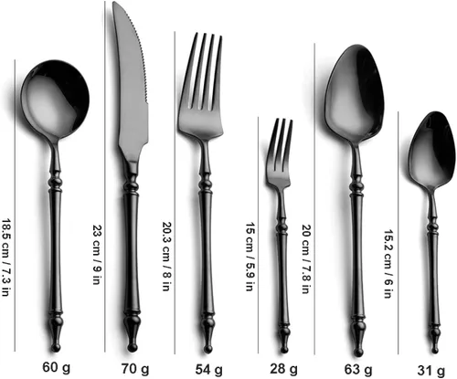 Vista 2 de Juego de cubiertos plateados de acero inoxidable pulido con espejo – Juego de cubiertos de 30 piezas de cubiertos de cena, utensilios para comer