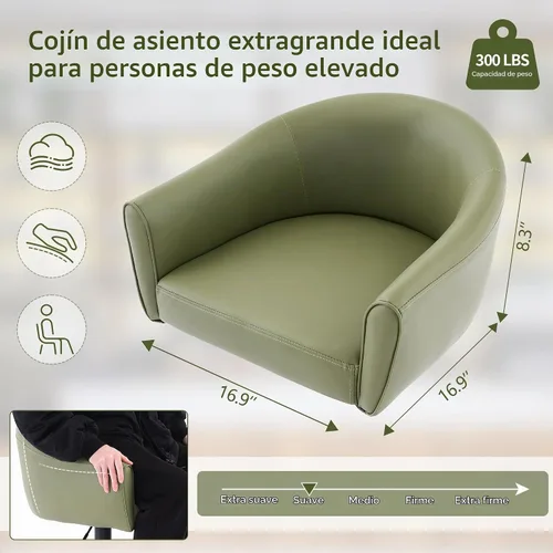 Vista 2 de FIRAVOE Juego de 2 taburetes de bar, taburetes de bar giratorios con respaldo y brazos, silla de bar ajustable de piel sintética de 24 a 34