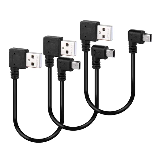 Vista 9 de Cable de datos mini USB de 10 pulgadas, 90 grados, USB en ángulo recto, niquelado, corto USB 2.0 -A-Macho-4Pin a ángulo recto Mini-B-5Pin para Mini