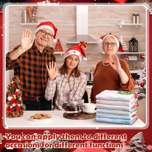 Vista 4 de Tatuo 6 toallas de mano decorativas de Navidad bordadas con Papá Noel, reno, muñeco de nieve, árbol de Navidad, toalla de baño de tela suave