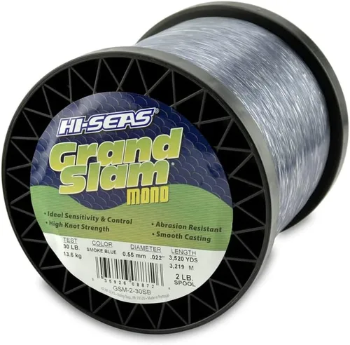 Vista 45 de HI-SEAS Grand Slam - Sedal de pesca de monofilamento, fuerte y resistente a la abrasión, en agua dulce y salada transparente, rosa, verde, azul