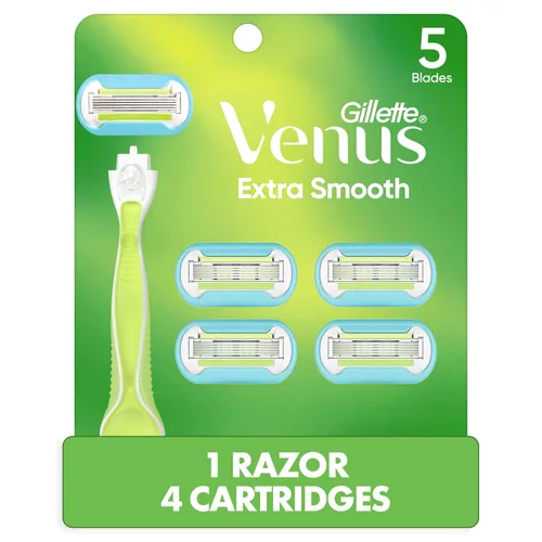 Vista 10 de Gillette Venus - Maquinilla de afeitar para mujer, extra suave, incluye 1 mango de afeitar reutilizable + 4 repuestos de maquinilla de afeitar de 5