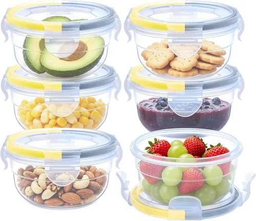 Vista 28 de KIGI Mini recipientes de plástico para almacenamiento de alimentos de 6 onzas con tapas herméticas y a prueba de fugas, ideales para almuerzo