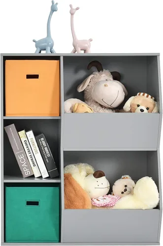 Vista 8 de Costzon Organizador de almacenamiento de juguetes para niños con 5 cubículos, estantería para niños y contenedores de almacenamiento de juguetes