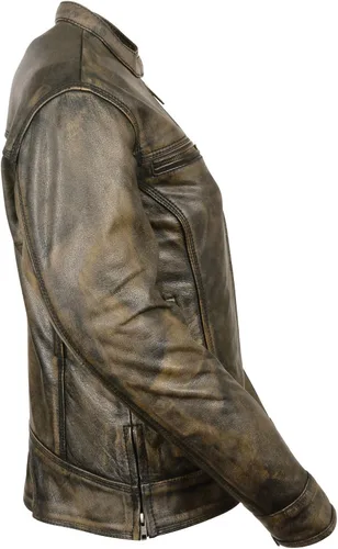 Vista 3 de Milwaukee Chaqueta de cuero BRN para mujer, 2 bolsillos para pistola