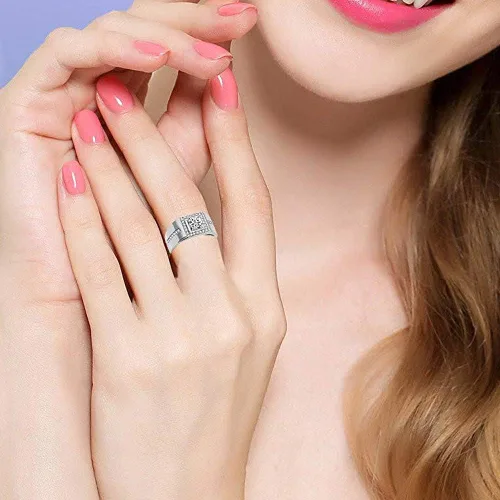 Vista 2 de Uloveido Anillo de boda cuadrado para hombre, con circonita cúbica, ajuste cómodo, chapado en oroplatinooro rosa, tamaño 6, 7, 8, 9 KR201, Metal