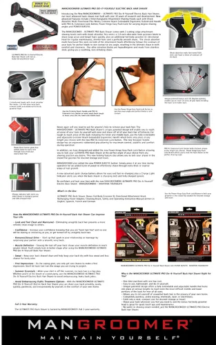 Vista 15 de Mangroomer Ultimate Pro Back Shaver con asa 2 cabezas de shock absorber Flex, Bisagra de energía, Extreme Reach y Power Burst
