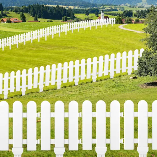 Vista 6 de ELECLAND 22 piezas de valla de jardín con 22 piezas de inserción de valla de plástico blanco valla de jardín bordes de valla de césped parterres