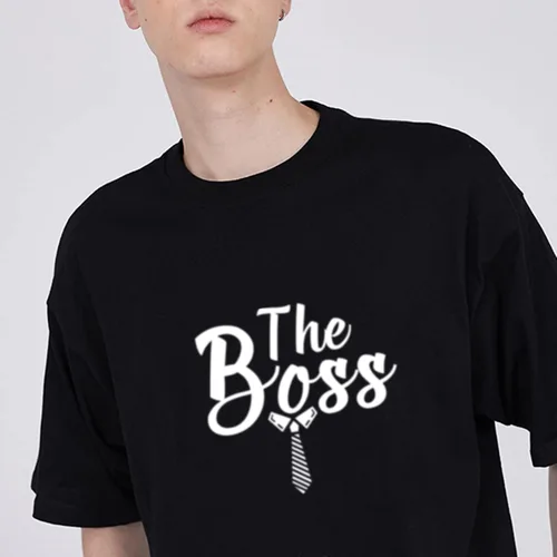 Vista 2 de Boss and Real Boss Matching Couple T-Shirt for Husband Wife,Pure Cotton Matching T-Shirt for LoverPack of 1 T-Shirt