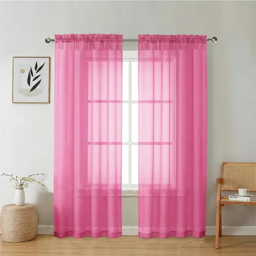 Vista 57 de Aiyufeng 2 paneles de cenefa transparente negra de 14 pulgadas de largo, cortinas cortas negras transparentes para dormitorio, cortinas de cocina
