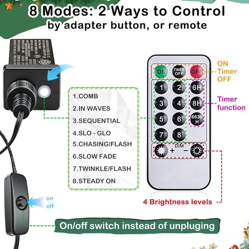 Vista 5 de Guirnalda de luces LED de 99 pies con 300 luces para dormitorio, patio, interior/exterior, impermeable, luces de cobre para cumpleaños, boda