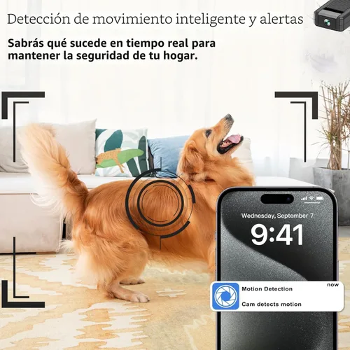 Vista 5 de Cámara inalámbrica pequeña 4K Wifi Cámara de seguridad Mini cámara para interiores y exteriores, cámara portátil inteligente para perros y mascotas