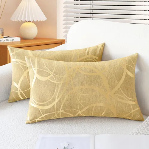 Vista 20 de CaliTime Fundas de Almohadas Decorativas Paquete de 2 Modernas Brillantes y Opacas Contraste Círculos Anillos de Acento Geométrico Fundas de Cojines