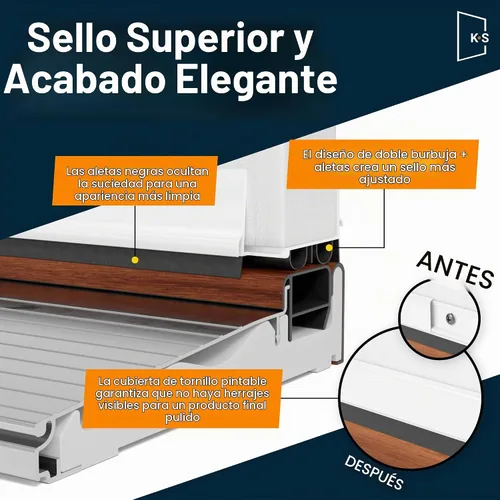 Vista 5 de Patente Pendiente, Barrido de Puerta de Doble Burbuja Ajustable, Bloqueador de Corrientes de Aire, Sello Bajo la Puerta para Puertas Exteriores, 1