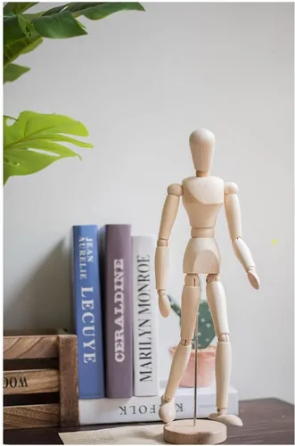 Vista 7 de HSOMiD Maniquí articulado de madera de artistas de 12 pulgadas, perfecto para decoración del hogar, dibujo de la figura humana (A)