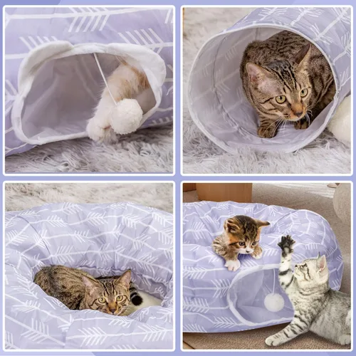 Vista 6 de Nobleza Cama de túnel para gatos, plegable y lavable, juguete de tienda de campaña para descansar en interiores, tubo ligero para ventilar el gatito