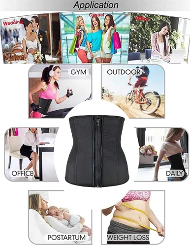 Vista 5 de Entrenador de cintura para entrenamiento de entrenamiento, cinturón adelgazante, corsé de látex, con cremallera, moldeador de cuerpo para mujer