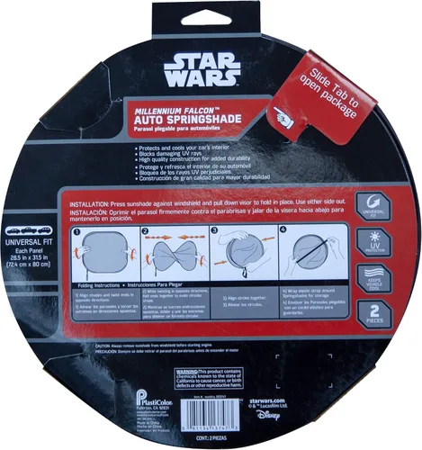 Vista 3 de Plasticolor 003747R01 Star Wars Millennium Falcon, pantallas solares con ventosa para ventana lateral (2 unidades, Pack de 1)