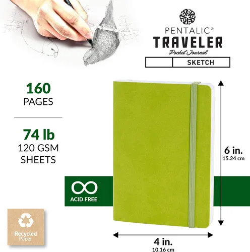 Vista 3 de Cuaderno de bocetos Travelers Dot Grid Pentalic Art, libre de ácidos