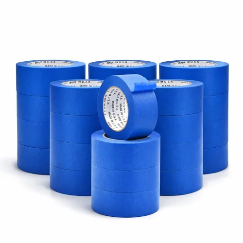 Vista 11 de Cinta adhesiva de pintor azul fabricada en Estados Unidos, 1 pulgada x 60 yardas, cinta adhesiva gruesa y ancha para pintura segura de paredes