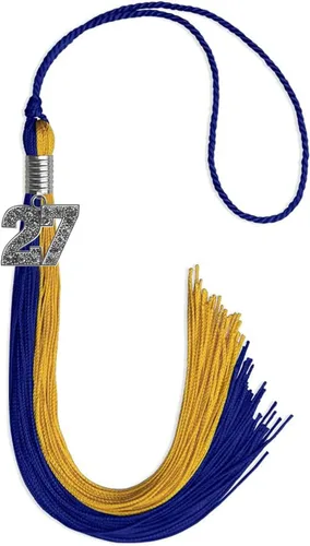 Vista 230 de Endea Graduation Borla de doble color con dije de plata brillante (negro/oro antiguo, 2025)