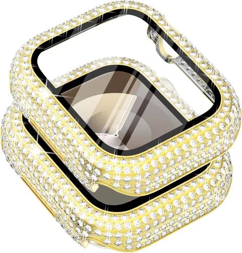 Vista 18 de Surace - Carcasa de 1.49 pulgadas compatible con Apple Watch con protector de pantalla, caja protectora general con diseño de diamantes brillantes