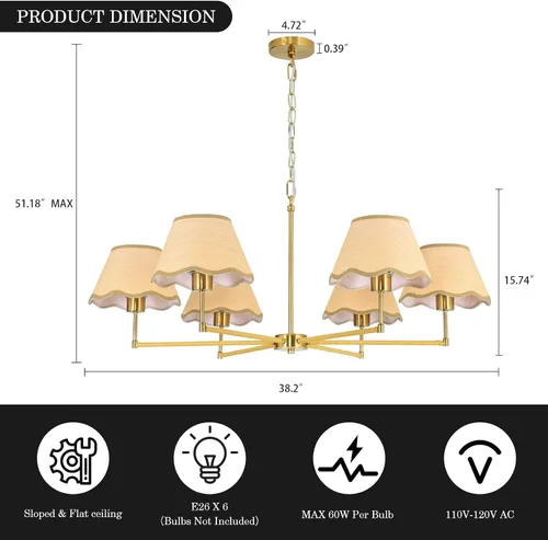 Vista 5 de Candelabro de ratán bohemio de 6 luces de 39 pulgadas, lámpara colgante de ratán con pantalla tejida a mano, altura ajustable, lámpara de comedor