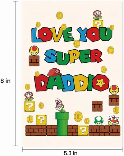 Vista 4 de Divertida tarjeta del día del padre con sobre, tarjeta de Super Daddio para papá, papá, abuelo, tarjeta de felicitación del día del padre de hijo