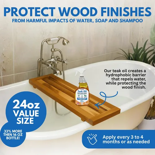 Vista 5 de EcoDecors Loveable - Botella de spray de aceite de teca de 24 onzas, paquete de 2 Perfect for teak patio furniture, shower benches, garden