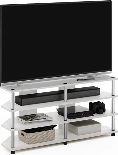 Vista 14 de Furinno Turn-N-Tube Centro de Entretenimiento Pequeño de 4 Niveles de Montaje Fácil / Soporte para TV / Unidad para TV / Escritorio para TV, Acero