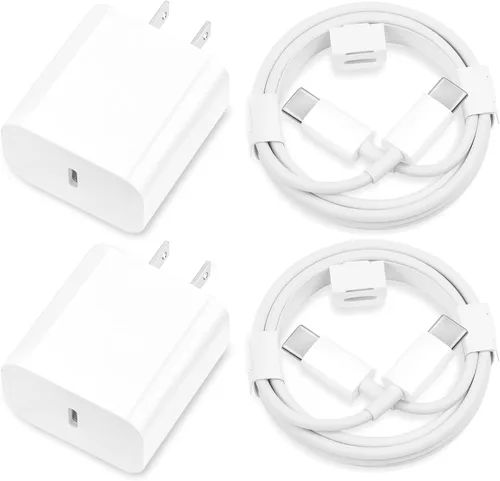 Vista 8 de Cargador para iPhone 16 y 15 de carga rápida, [certificado MFi], paquete de 2 bloques de carga rápida de 20 W tipo C con cable USB C a USB C de 6